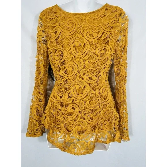 Vintage Women's Y2K Lace Crochet Lace Top Size L Bell Sleeve Boho Fairy Hippie - Picture 7 of 13